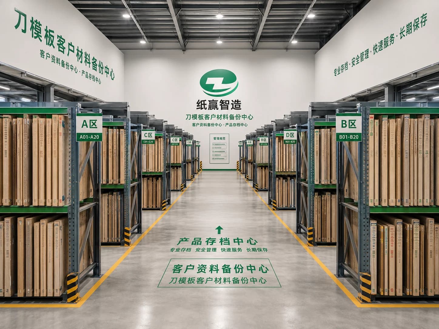 纸赢智造提供的刀模与客户材料备份区域图像