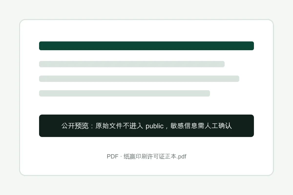纸赢印刷许可证正本